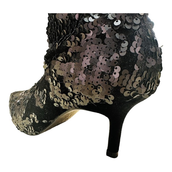 Zara Sequin Fabric / Velvet Ankle Boots - Black - Picture 12 of 15